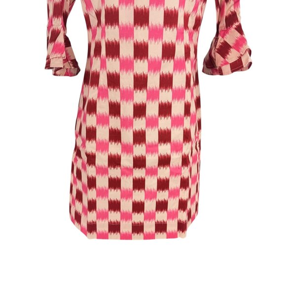 Autumn Adeigbo NEW Rose Lenore Pink Check Half Sleeve Cocktail Mini Dress Size 0 - Picture 5 of 11